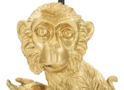 Lampe de table Singe doré abat-jour Tissu Noir