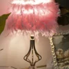 Lampe de table Tarty Métal Doré Abat-jour plumes Roses