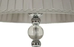 Lampe de table Tolly Métal Argenté Verre abat-jour Tissu Gris
