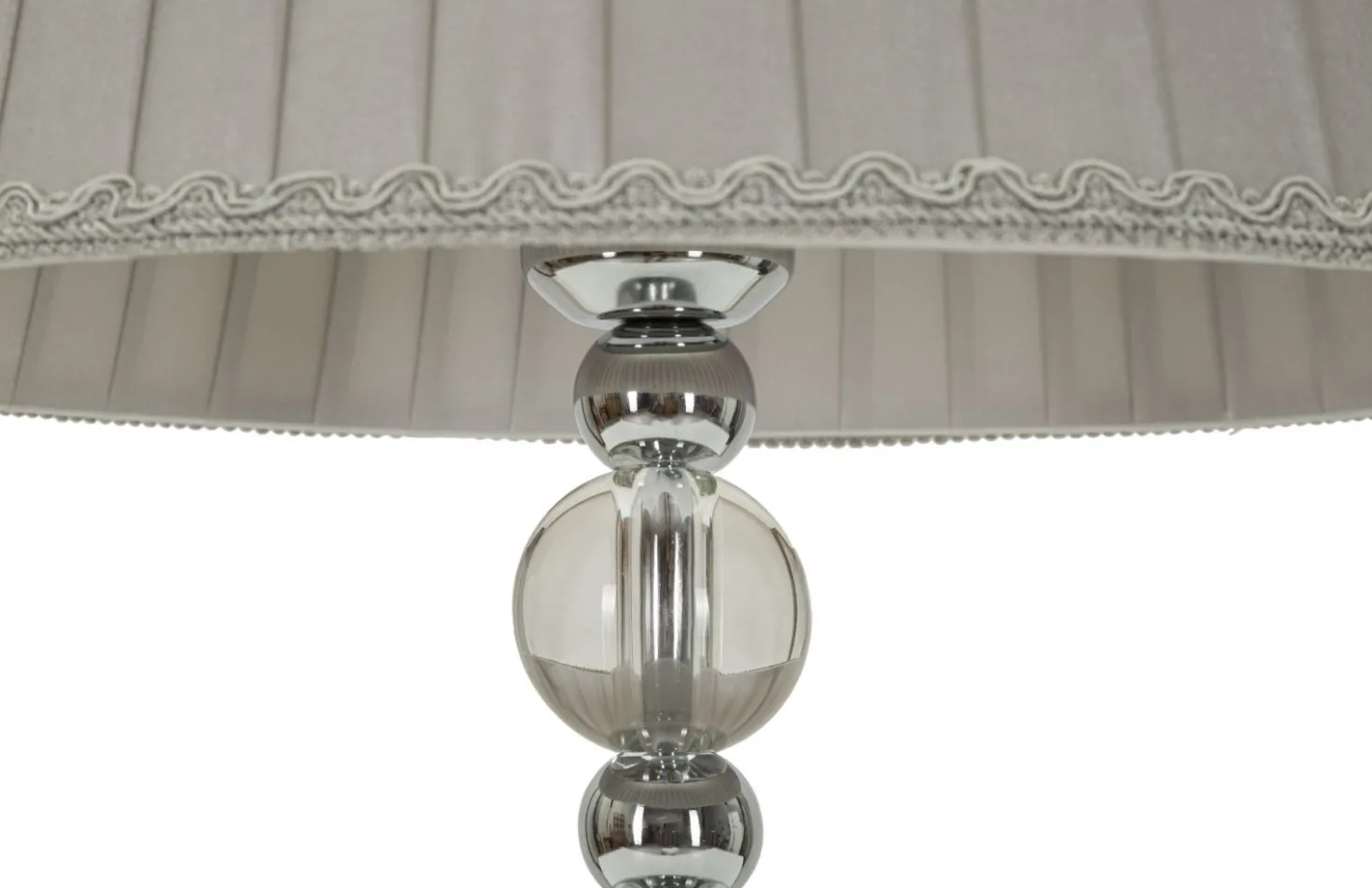 Lampe de table Tolly Métal Argenté Verre abat-jour Tissu Gris