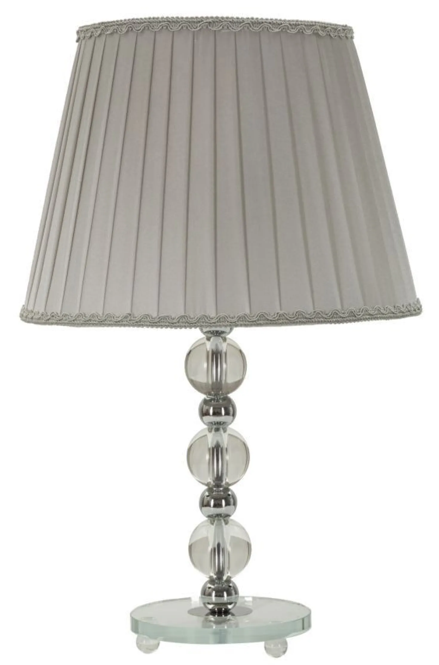 Lampe de table Tolly Métal Argenté Verre abat-jour Tissu Gris