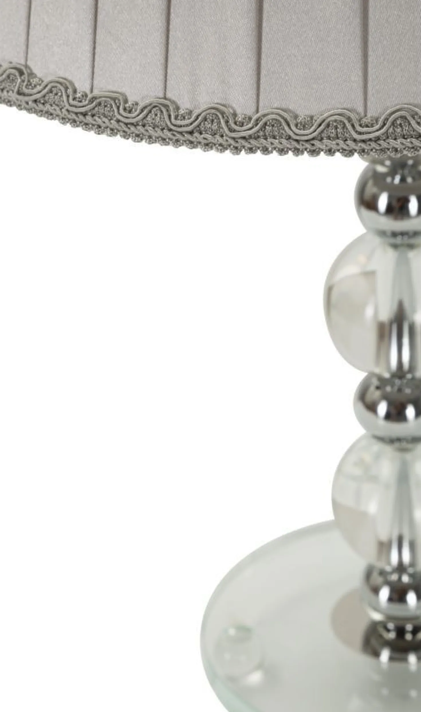 Lampe de table Tolly Métal Argenté Verre abat-jour Tissu Gris