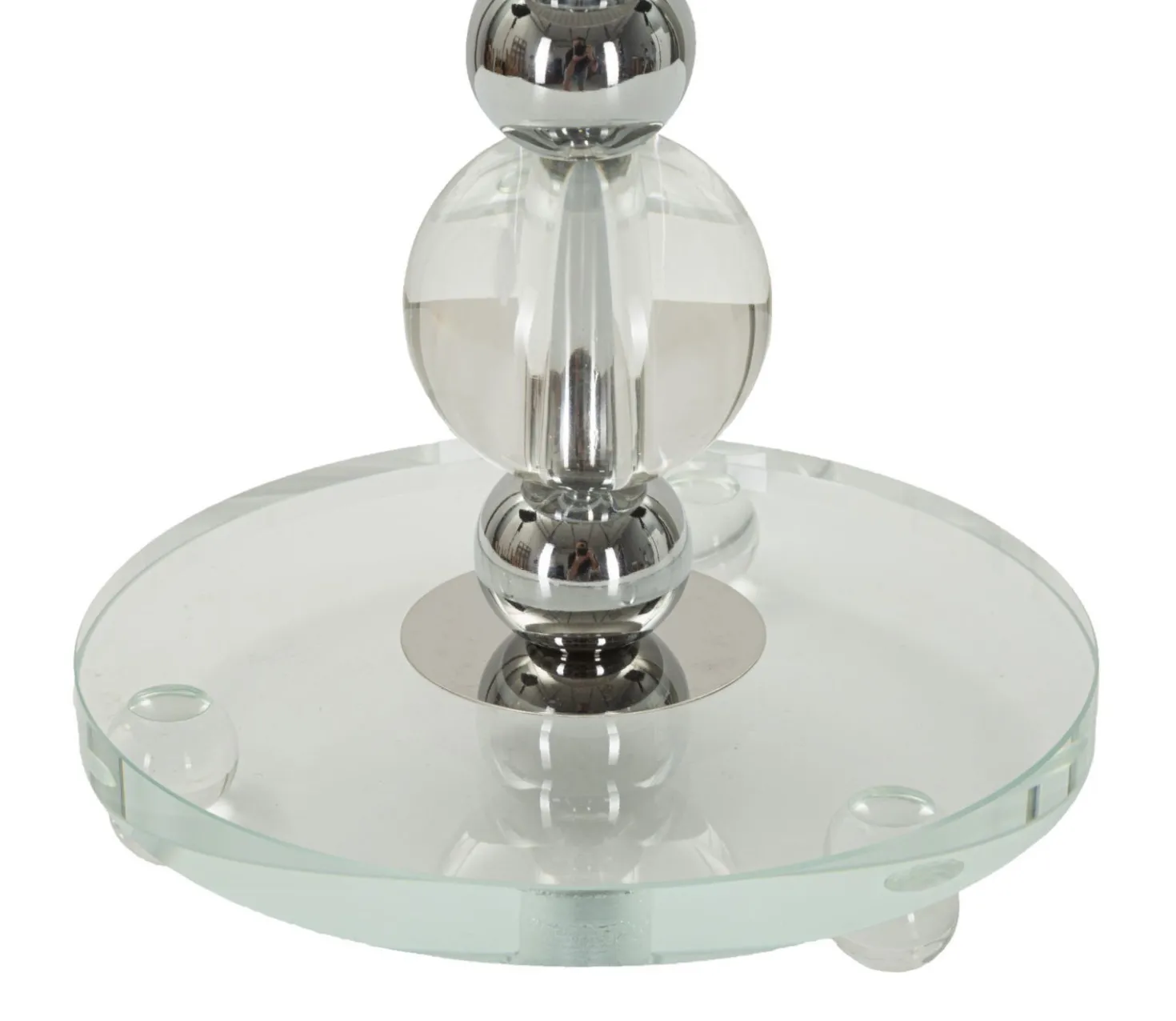 Lampe de table Tolly Métal Argenté Verre abat-jour Tissu Gris