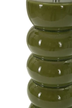 Lampe de table Torr céramique émaillée vert olive abat-jour clair