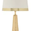 Lampe de table Tower dorée abat-jour blanc