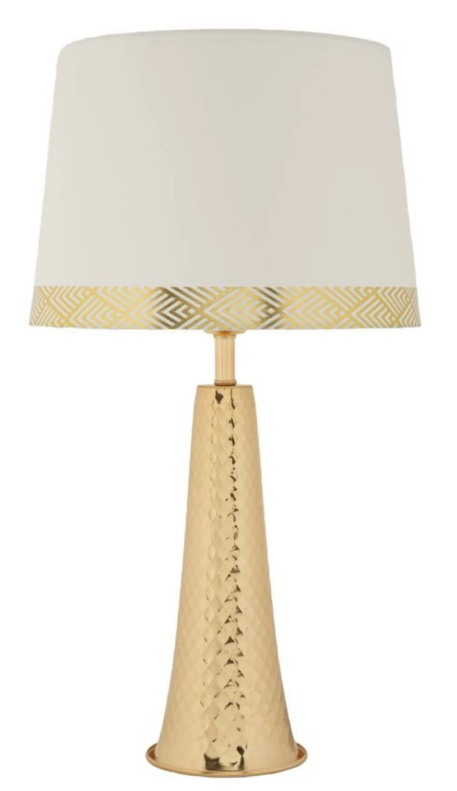 Lampe de table Tower dorée abat-jour blanc