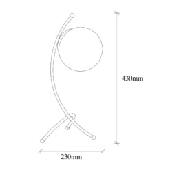 Lampe de table trépied arcs Bulla 43cm Verre Blanc et Métal Or rose