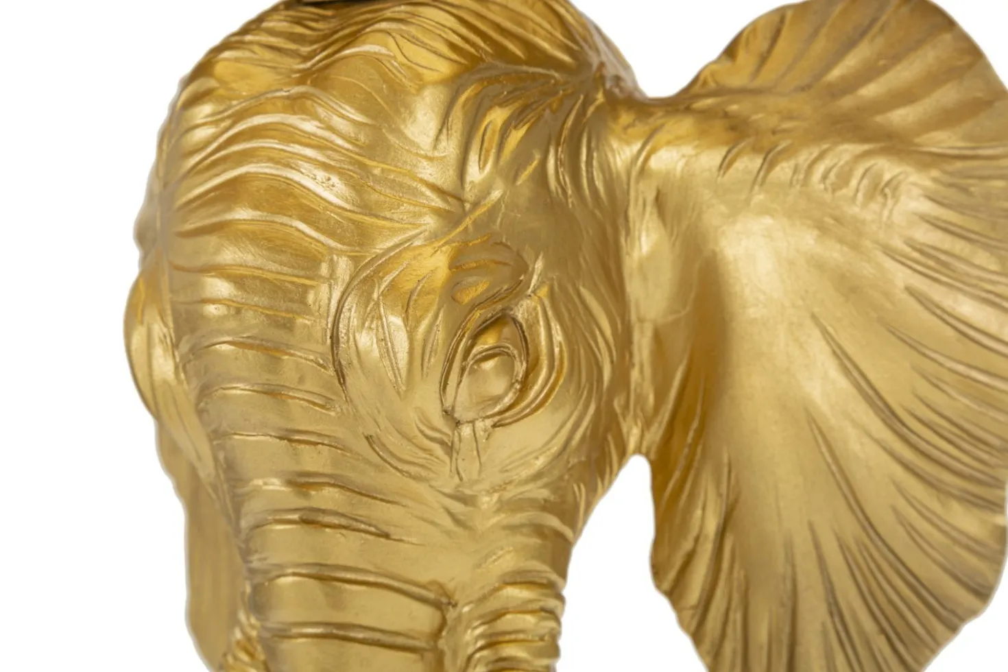 Lampe de table tête d'éléphant en métal noir abat-jour tissu noir