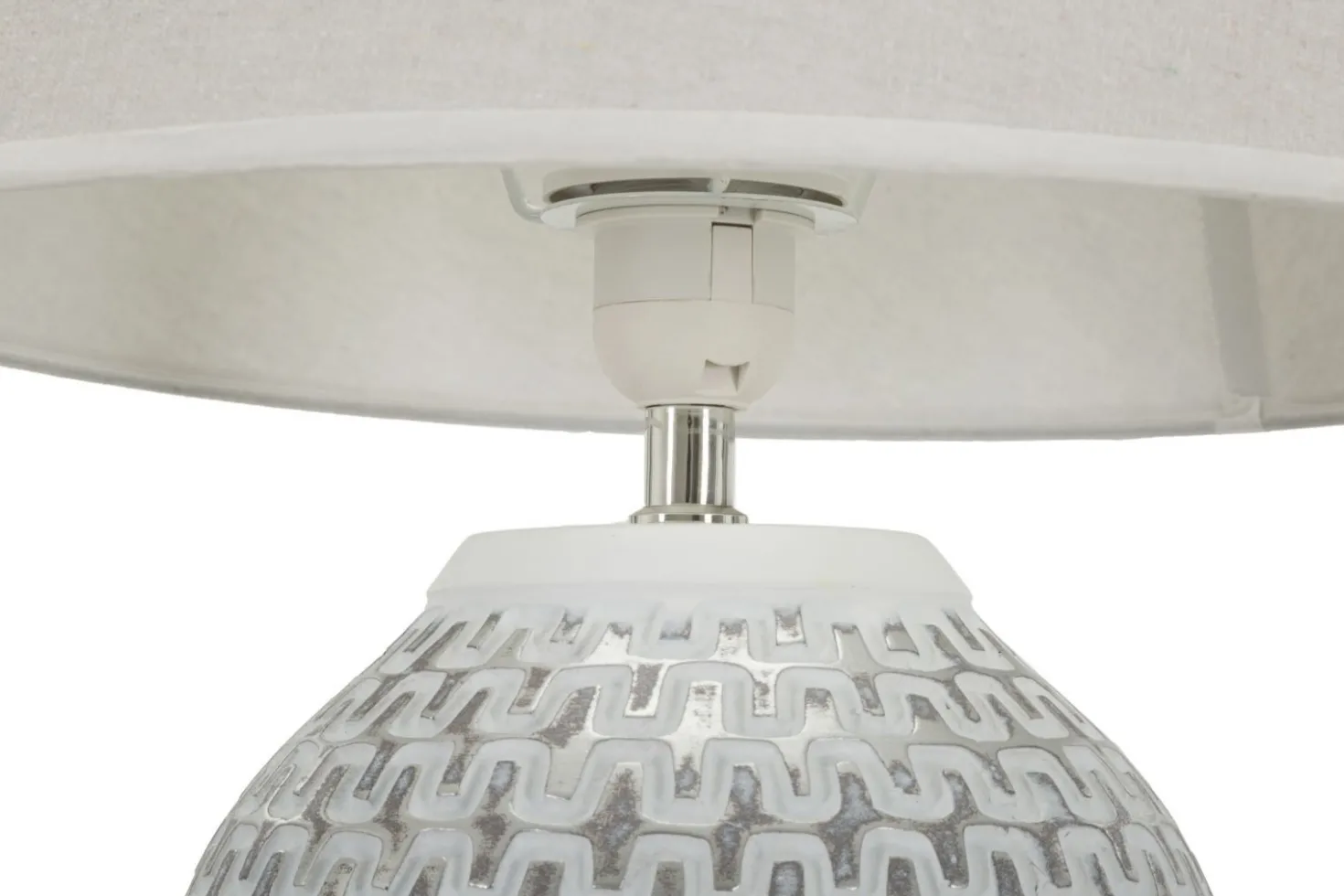 Lampe de table Wave Résine et Abat-jour tissu Blanc