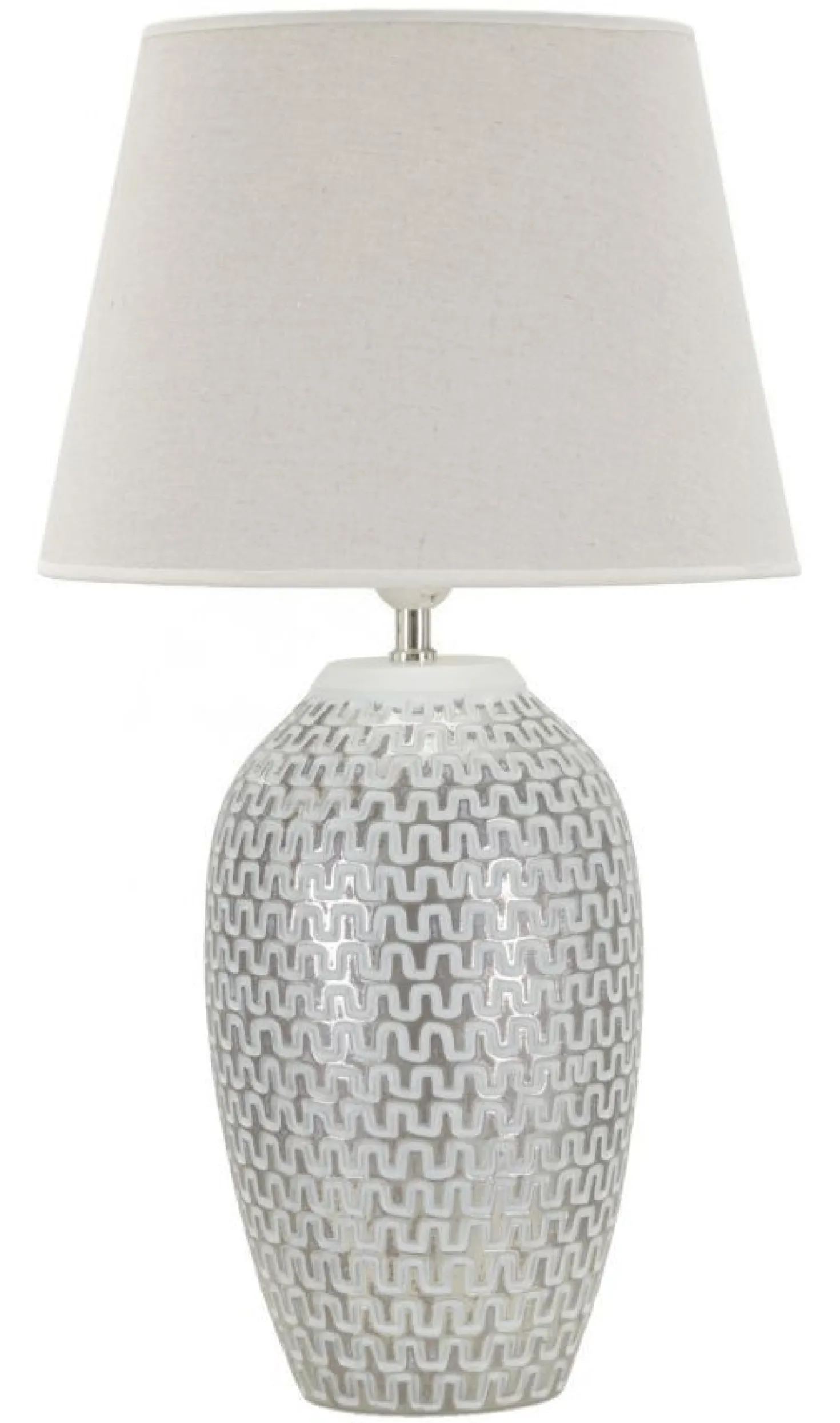 Lampe de table Wave Résine et Abat-jour tissu Blanc