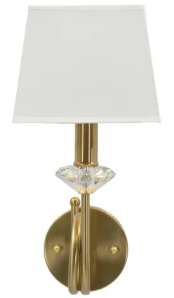 Lampe murale Salzburg dorée avec abat-jour blanc