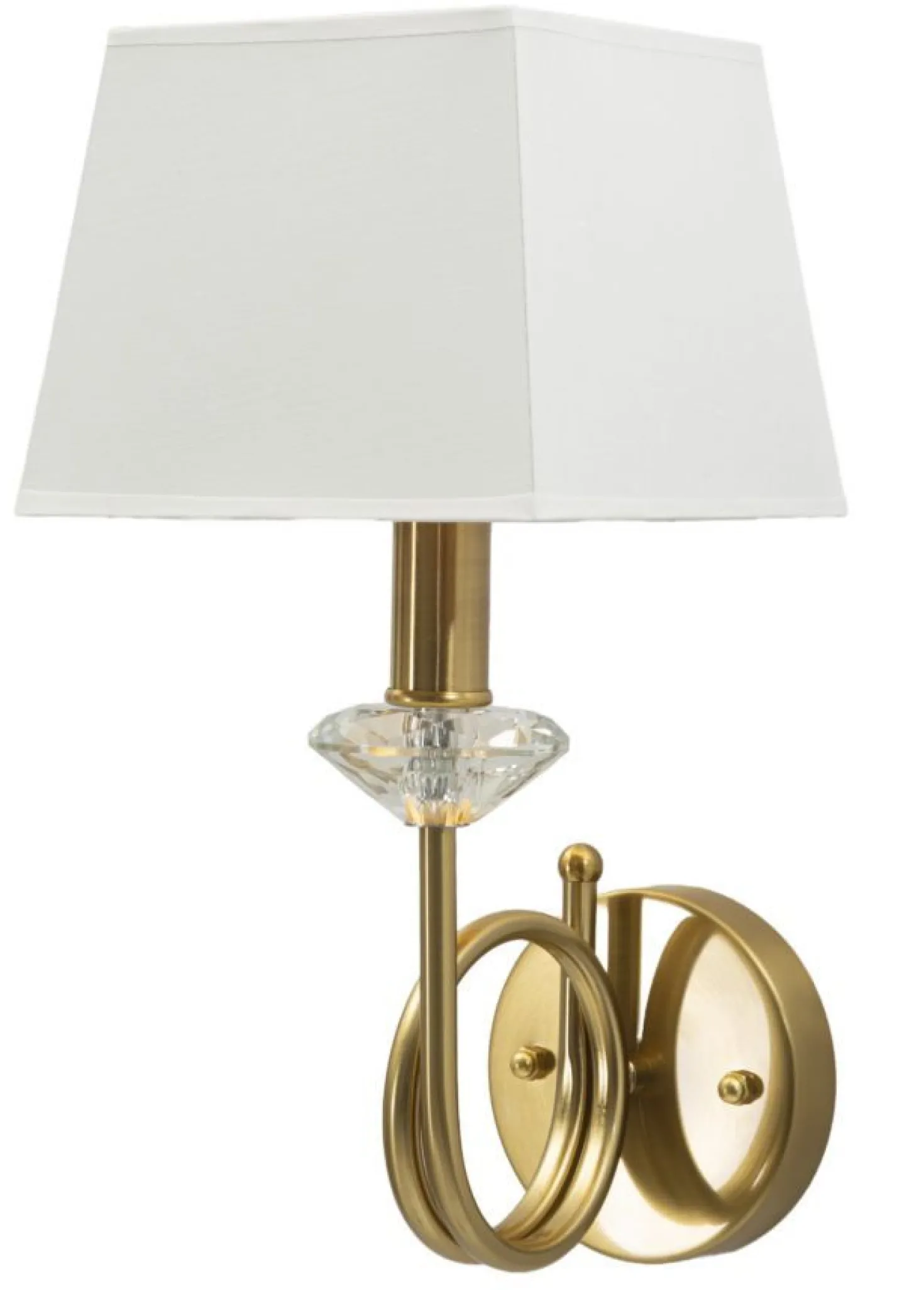 Lampe murale Salzburg dorée avec abat-jour blanc
