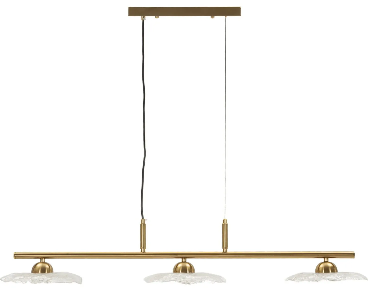 Lampe plafond 3 lumières Emily Verre Transparent structure dorée