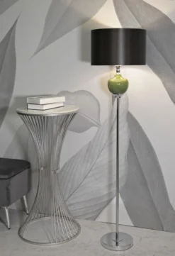 Lampe sur pied Eva Velours Noir et verre Vert