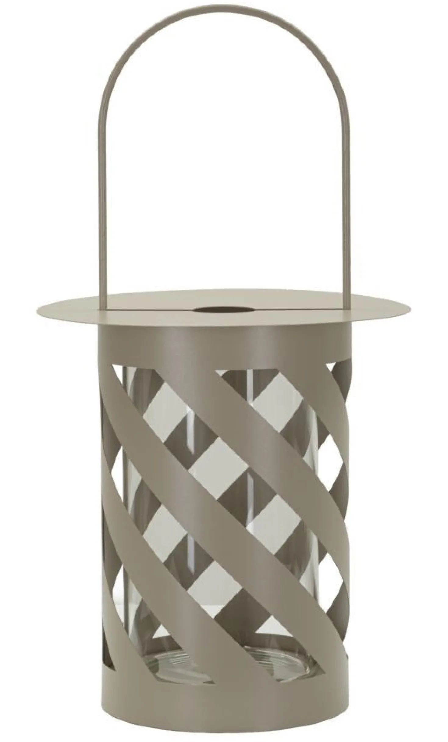 Lanterne en métal taupe motif hélicoïdal