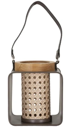 Lanterne métal et bois design 19ème siècle finition multicolore