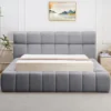 Lit-coffre avec rebords matelassés Challow 180x200cm Tissu Gris foncé
