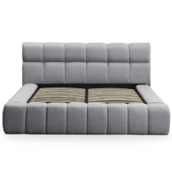 Lit-coffre avec rebords matelassés Challow 180x200cm Tissu Gris foncé