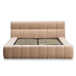 Lit-coffre avec rebords matelassés Challow 180x200cm Tissu Bouclette Beige