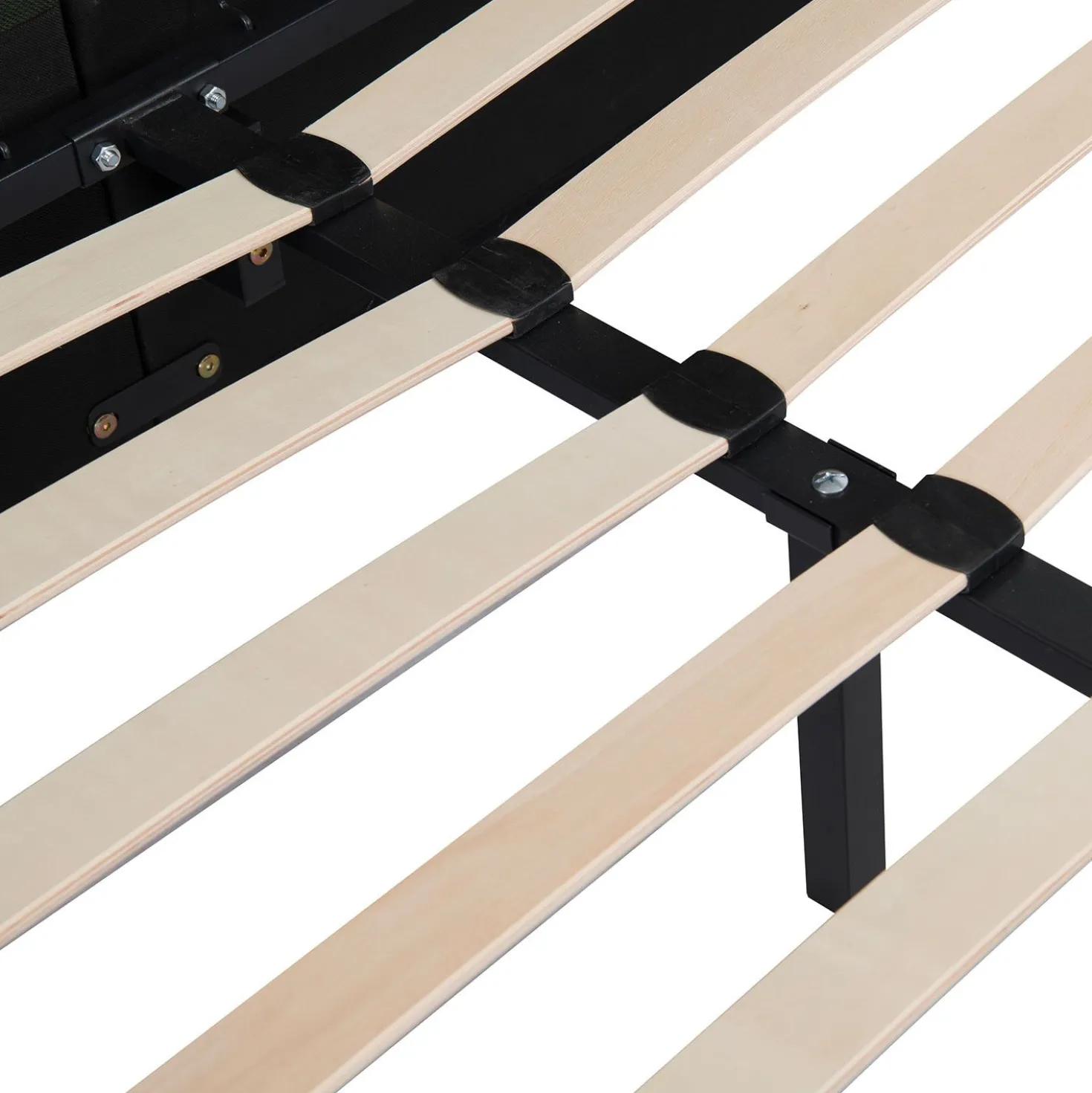 Lit-coffre complet avec tablettes et ports USB intégrés Lukas 160x200cm Tissu Vert