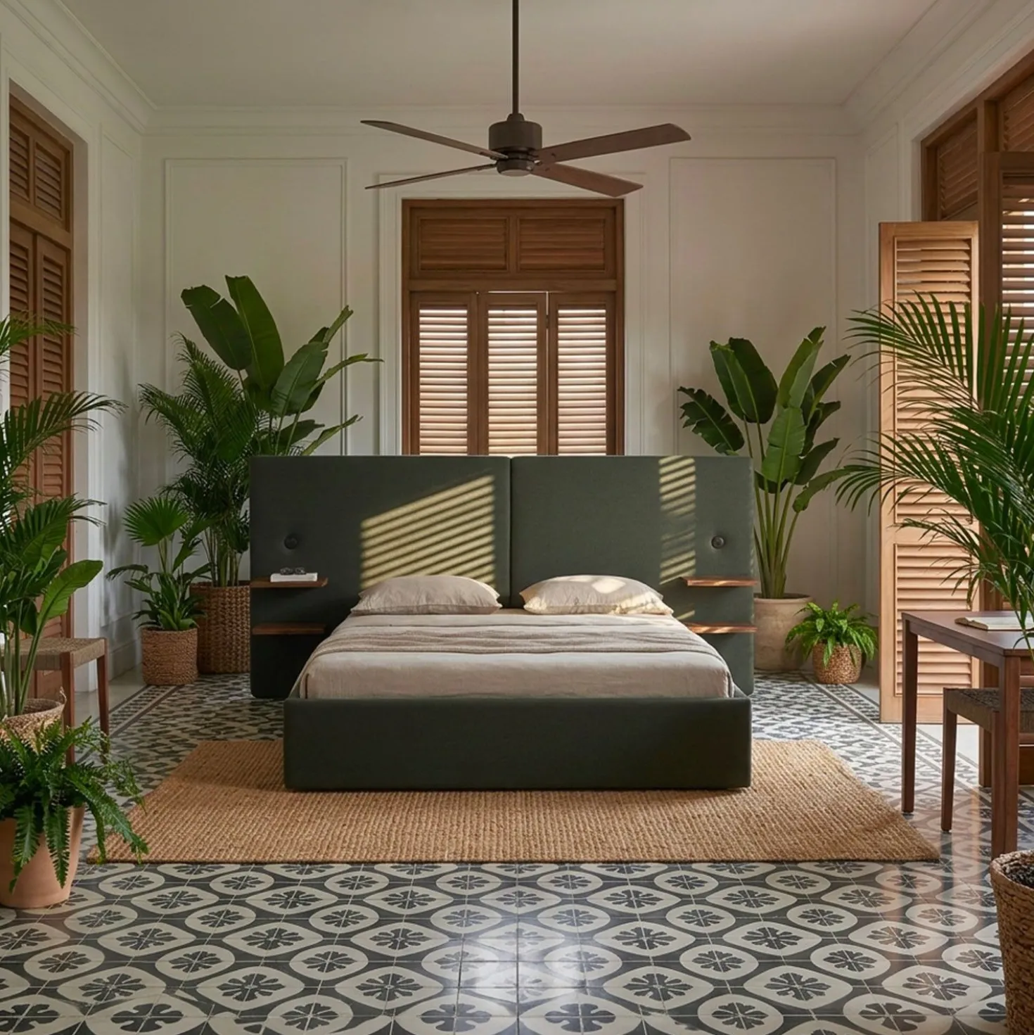 Lit-coffre complet avec tablettes et ports USB intégrés Lukas 160x200cm Tissu Vert