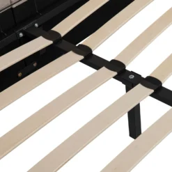 Lit-coffre complet avec tablettes et ports USB intégrés Lukas 180x200cm Tissu Taupe clair