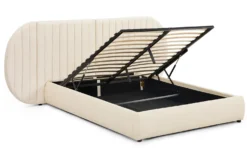 Lit coffre-complet avec tête de lit modulable Cocon 140x200cm Tissu Beige