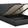 Lit-coffre complet avec tête de lit modulable Cocon 160x200cm Tissu Gris foncé