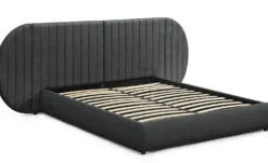 Lit-coffre complet avec tête de lit modulable Cocon 160x200cm Tissu Gris foncé
