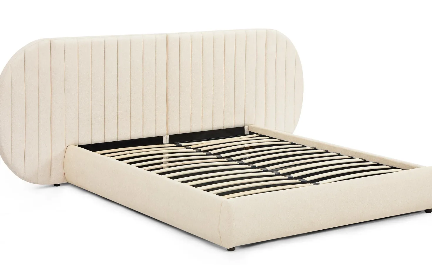 Lit-coffre complet avec tête de lit modulable Cocon 160x200cm Tissu Beige