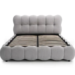 Lit-coffre design boule Bilbola avec sommier relevable 160x200cm Velours Gris