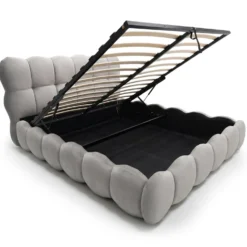 Lit-coffre design boule Bilbola avec sommier relevable 160x200cm Velours Gris