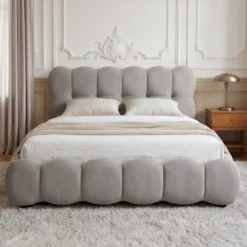 Lit-coffre design boule Bilbola avec sommier relevable 160x200cm Velours Gris