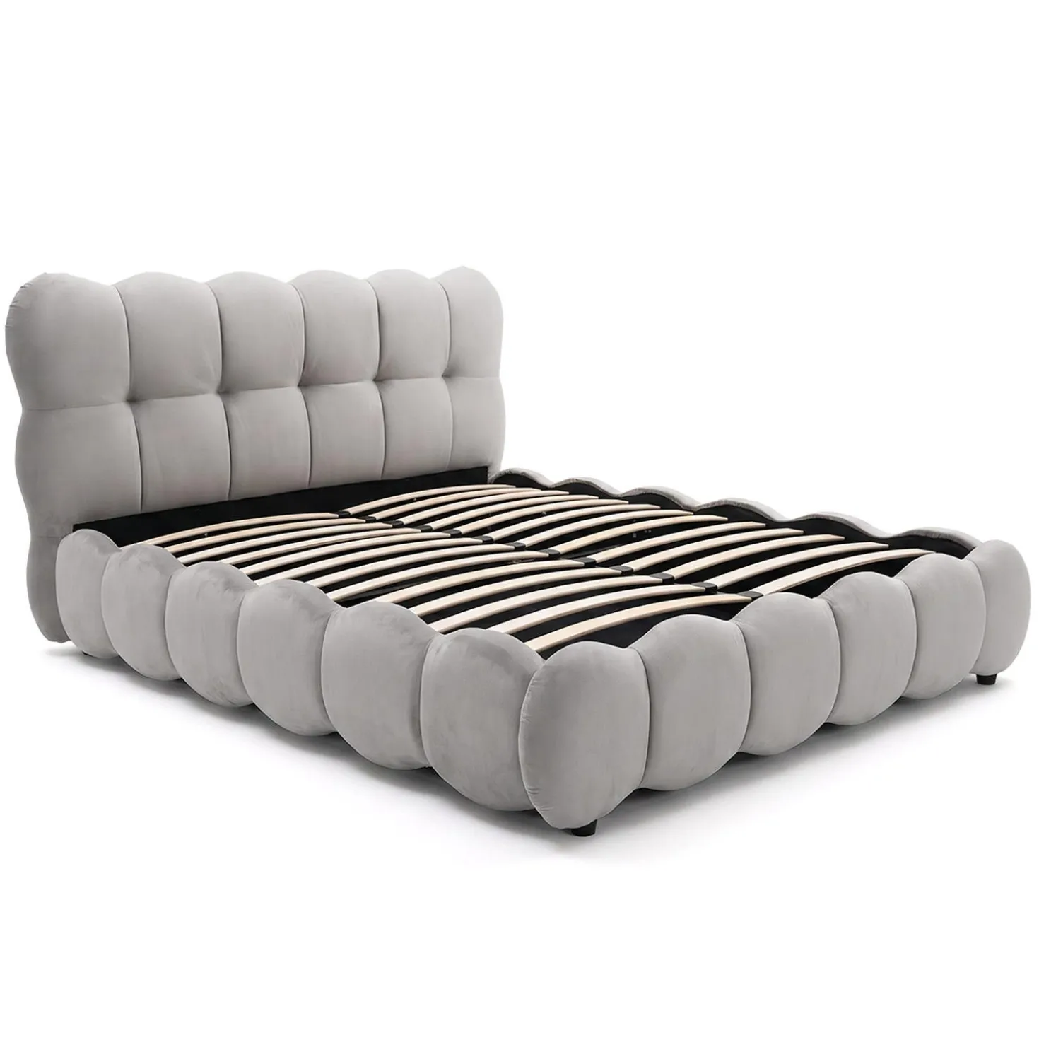 Lit-coffre design boule Bilbola avec sommier relevable 160x200cm Velours Gris