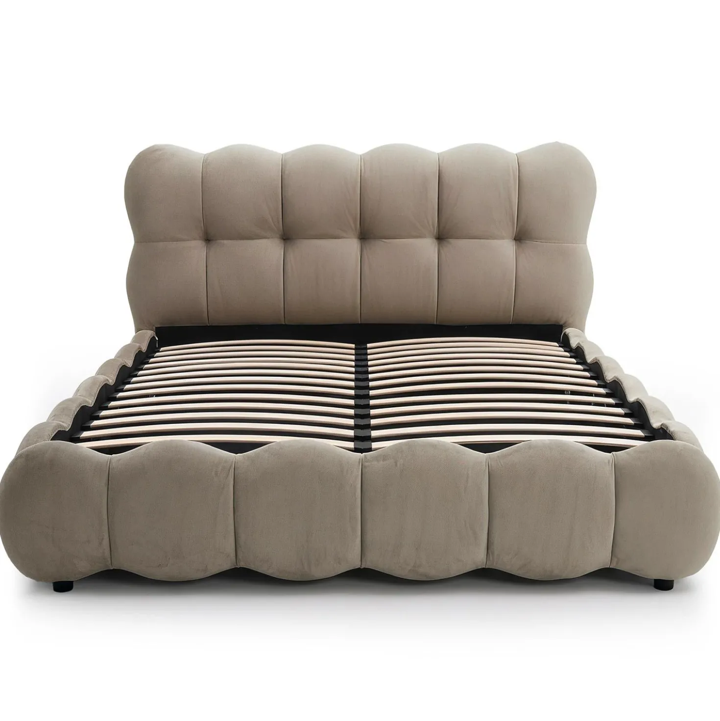 Lit-coffre design boule Bilbola avec sommier relevable 160x200cm Velours Taupe