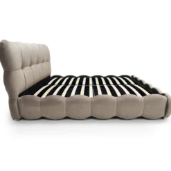 Lit-coffre design boule Bilbola avec sommier relevable 160x200cm Velours Taupe