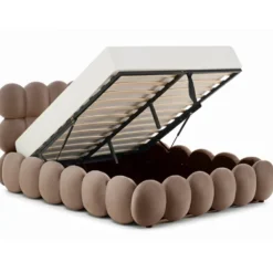 Lit-coffre design boule Bilbola avec sommier relevable 160x200cm Velours Taupe