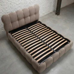 Lit-coffre design boule Bilbola avec sommier relevable 160x200cm Velours Taupe