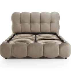 Lit-coffre design boule Bilbola avec sommier relevable 140x200cm Velours Taupe