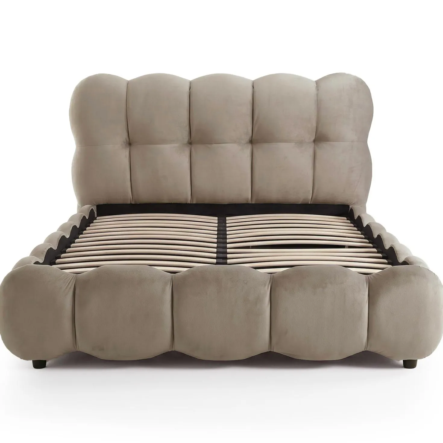 Lit-coffre design boule Bilbola avec sommier relevable 140x200cm Velours Taupe