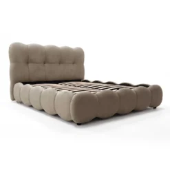 Lit-coffre design boule Bilbola avec sommier relevable 140x200cm Velours Taupe