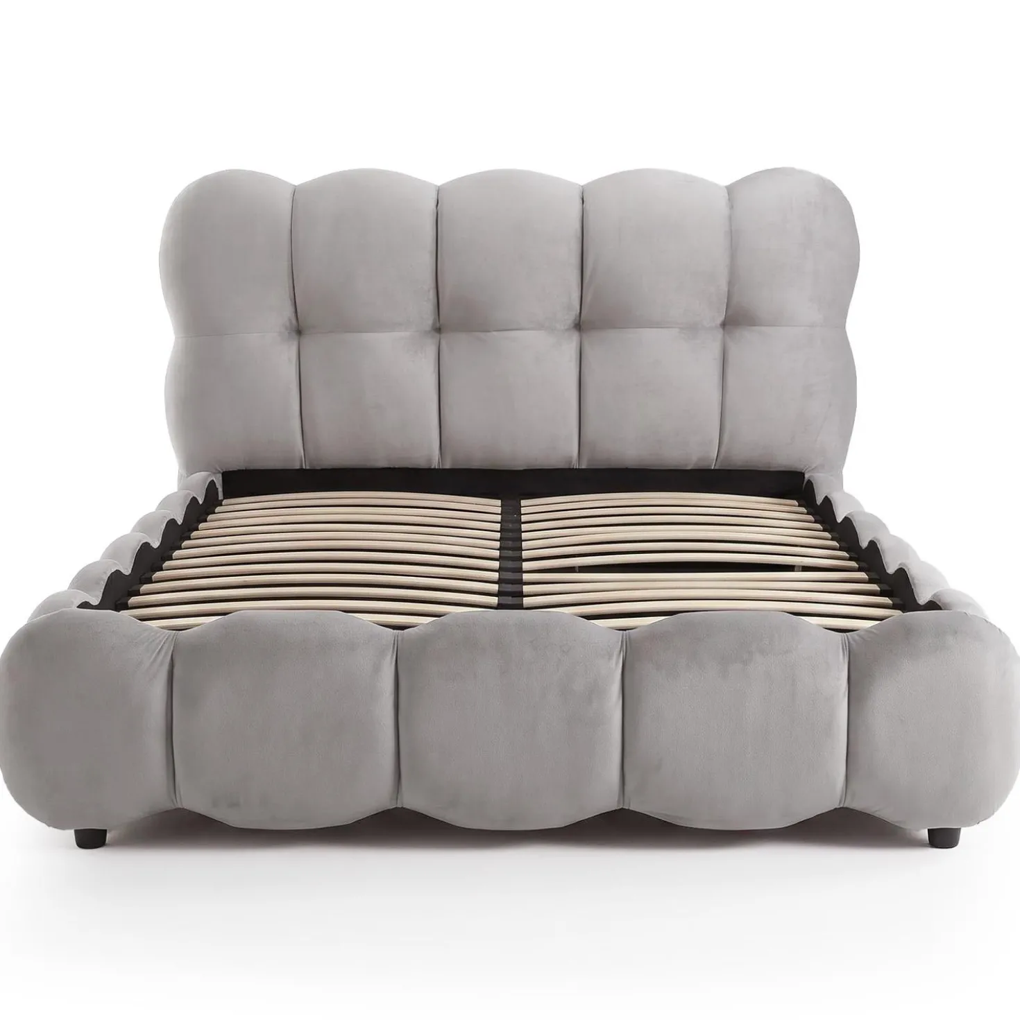 Lit-coffre design boule Bilbola avec sommier relevable 140x200cm Velours Gris