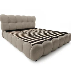 Lit-coffre design boule Bilbola avec sommier relevable 180x200cm Velours Taupe