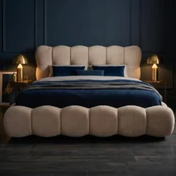 Lit-coffre design boule Bilbola avec sommier relevable 180x200cm Velours Taupe