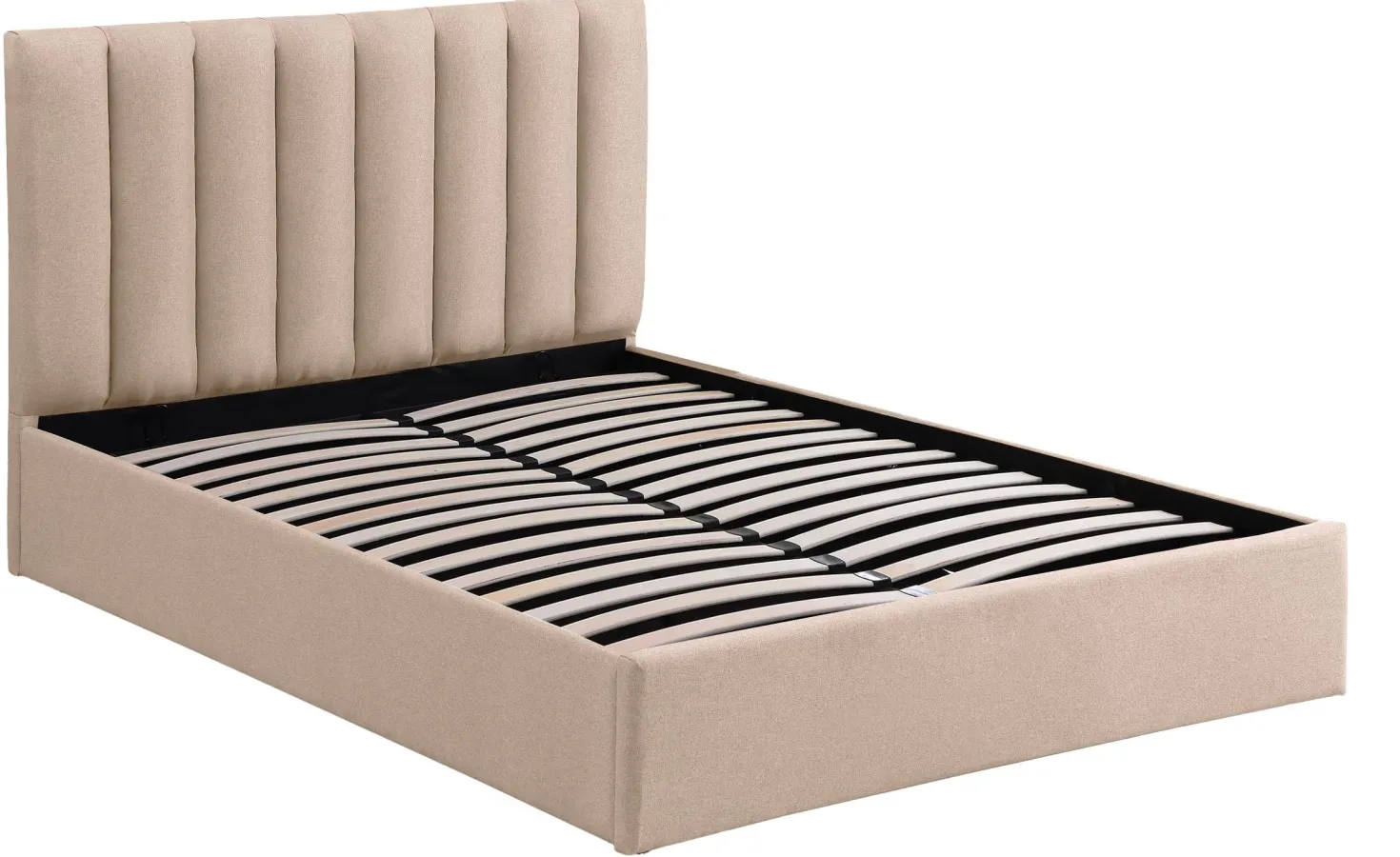 Lit Coffre Songe + Sommier Tissu Beige 160cm