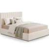 Lit Coffre Songe + Sommier Tissu bouclette Beige 180cm