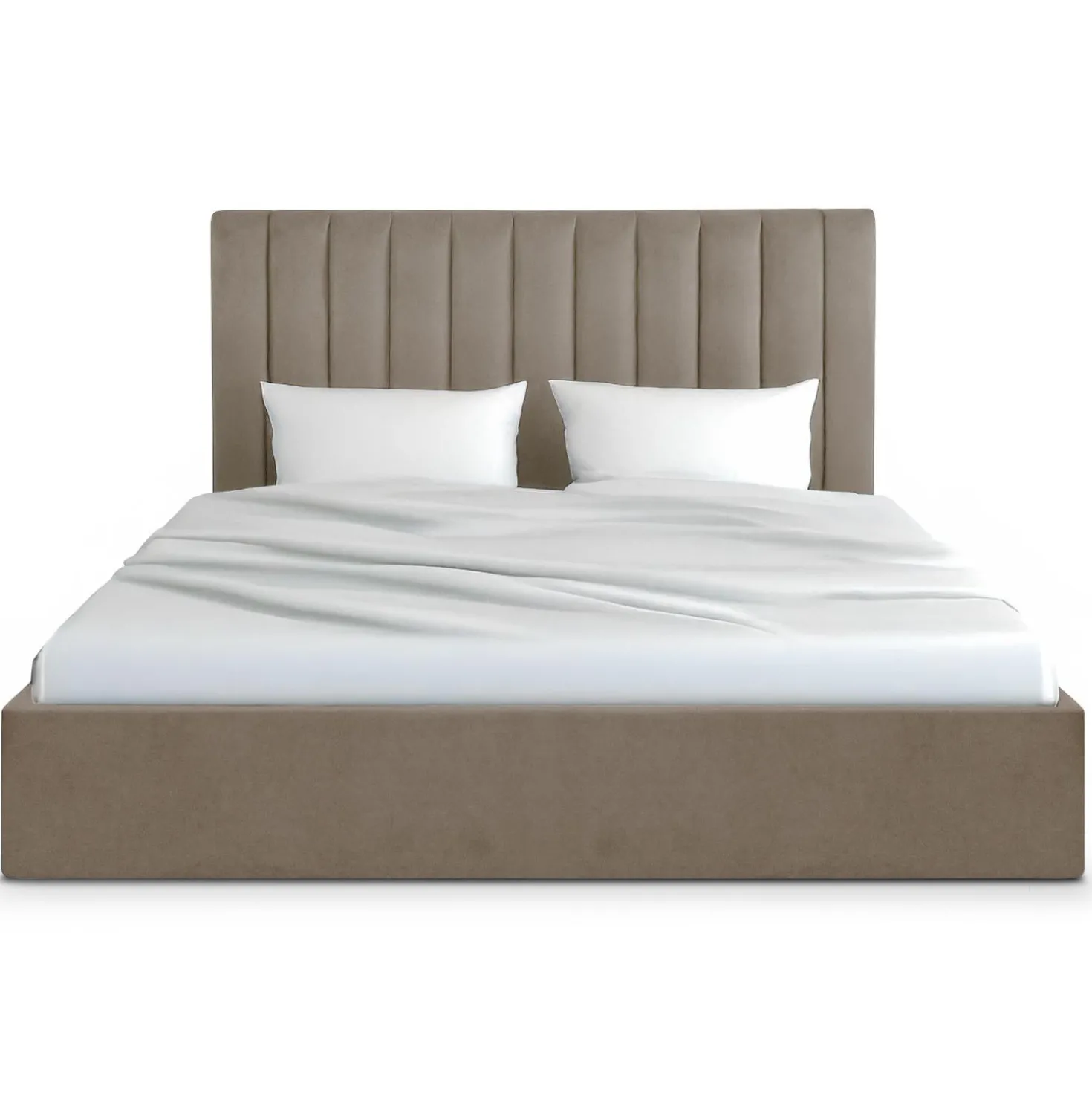 Lit Coffre Songe + Sommier Velours Taupe 180cm