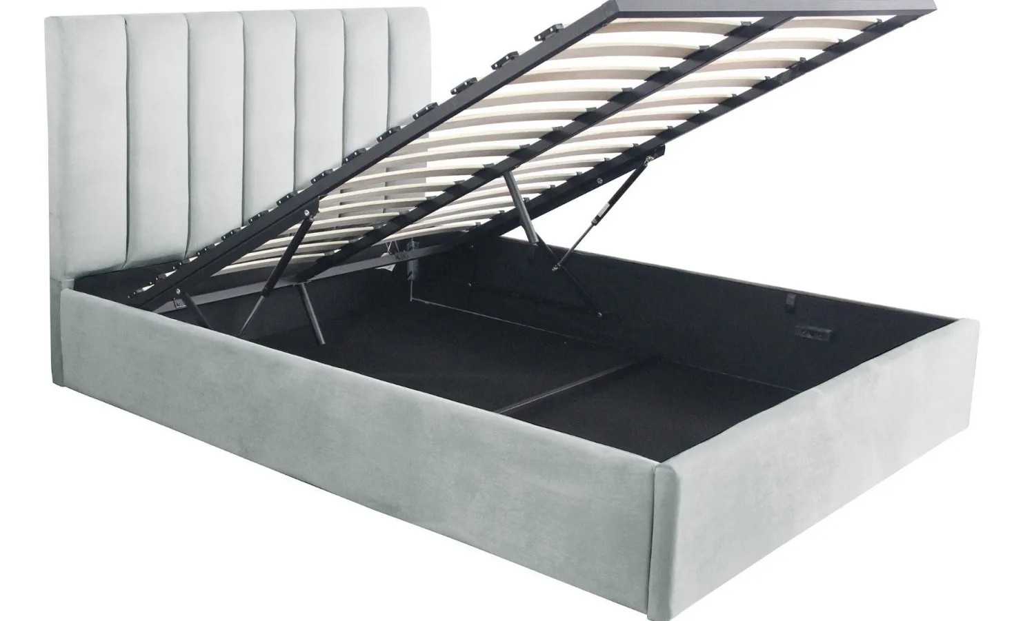 Lit Coffre Songe + Sommier Velours Argent 140cm