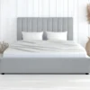 Lit Coffre Songe + Sommier Velours Argent 180cm