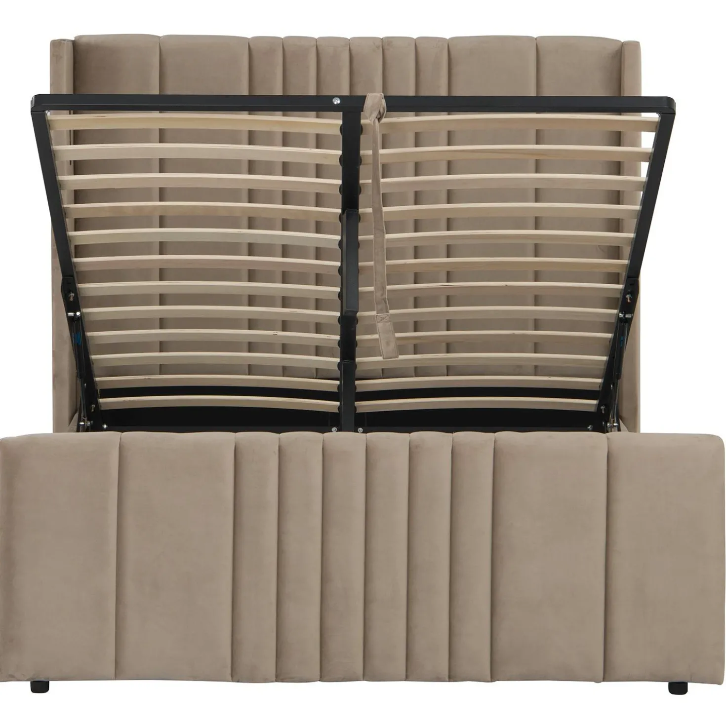 Lit complet avec sommier relevable prises USB et lumières intégrées Line 140x190cm Velours Taupe